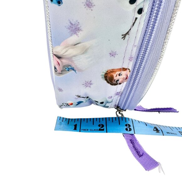 Disney Frozen Insulated Lunch Bag Anna Elsa Olaf Design 10x7x3 Purple Silver Zip - Picture 7 of 7